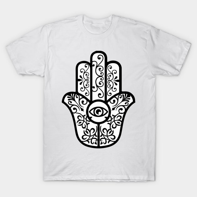 Hamsa Hand Evil Eye T-Shirt by livania